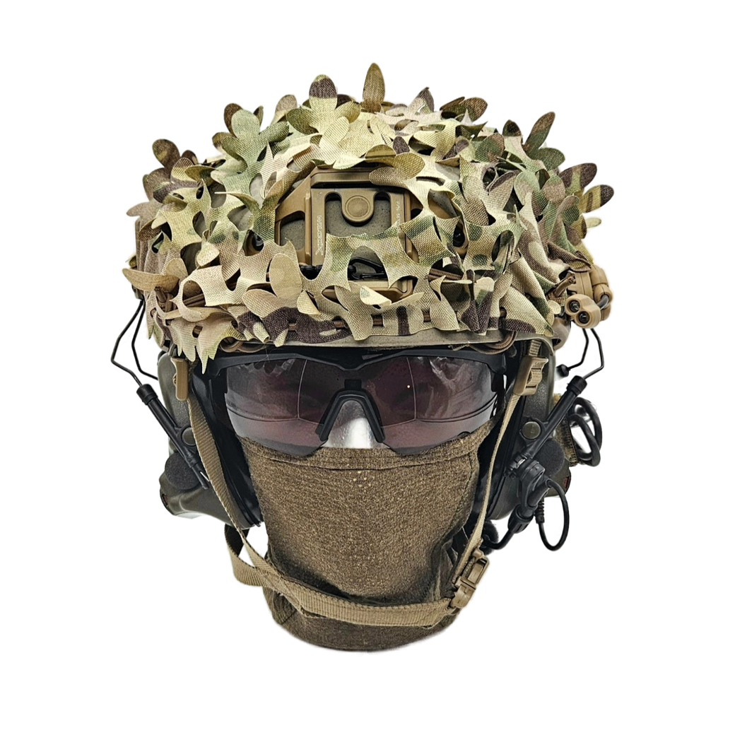 Combat helmet scrim cover